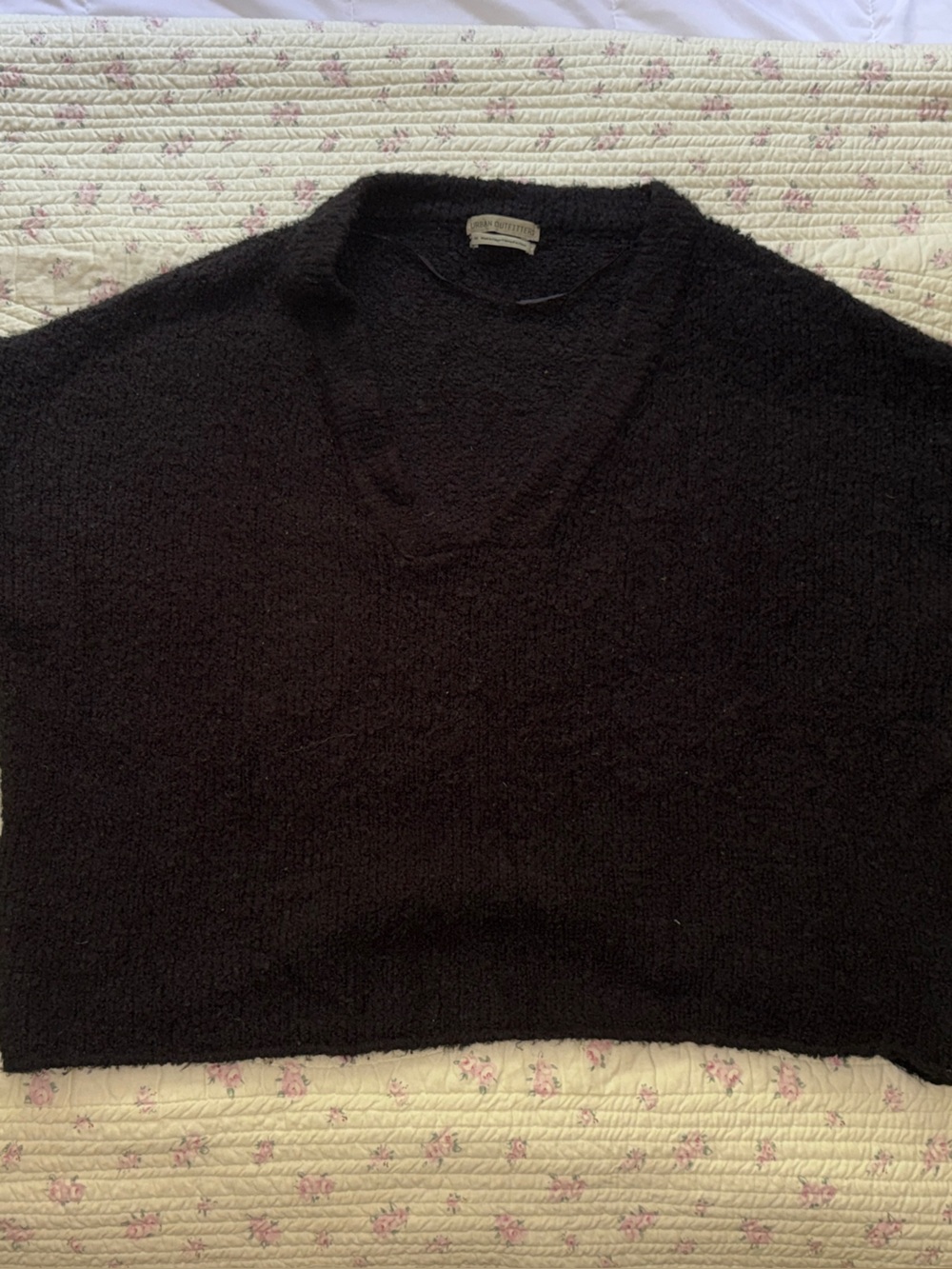 Urban Outfitters Black V-Neck Cozy Sweater